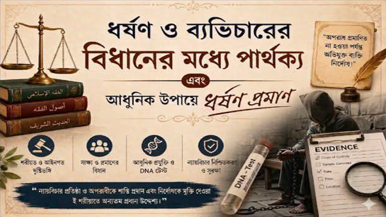 ধর্ষণ ও ব্যভিচারের বিধানের মধ্যে পার্থক্য এবং আধুনিক উপায়ে ধর্ষণ প্রমাণ